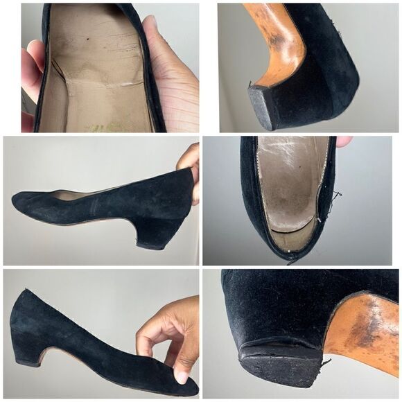 Salvatore Ferragamo Italy Black Vintage Suede Leather Pumps Size 8.5AA - Picture 14 of 15
